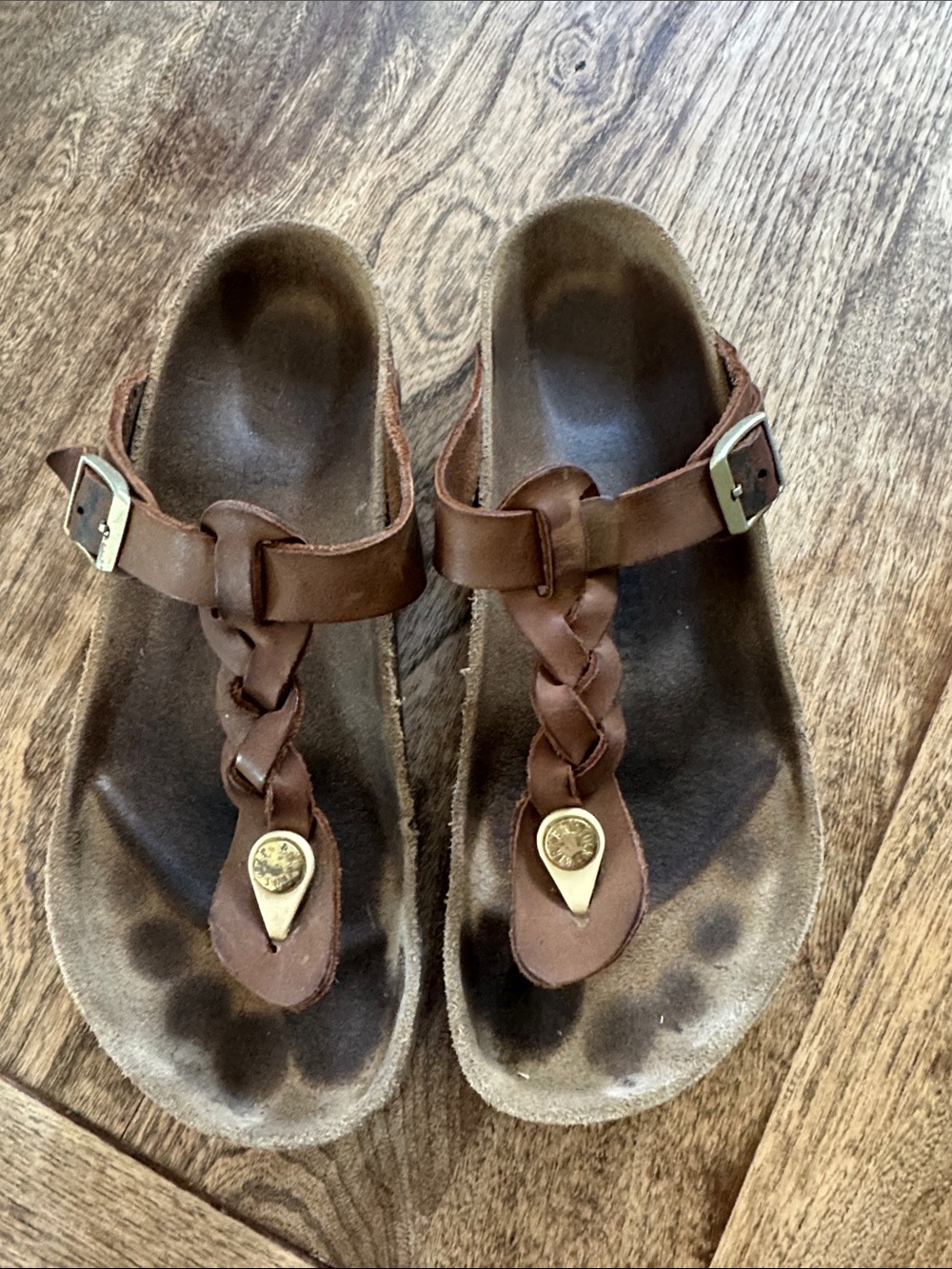 Birkenstock Gizeh Brown Leather Sandals size 38